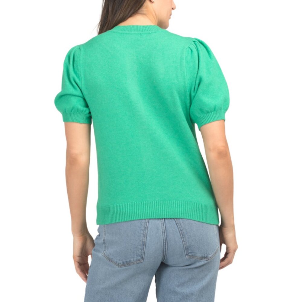 MARLED Mint Puff Sleeve Button Front Cardigan - image 2